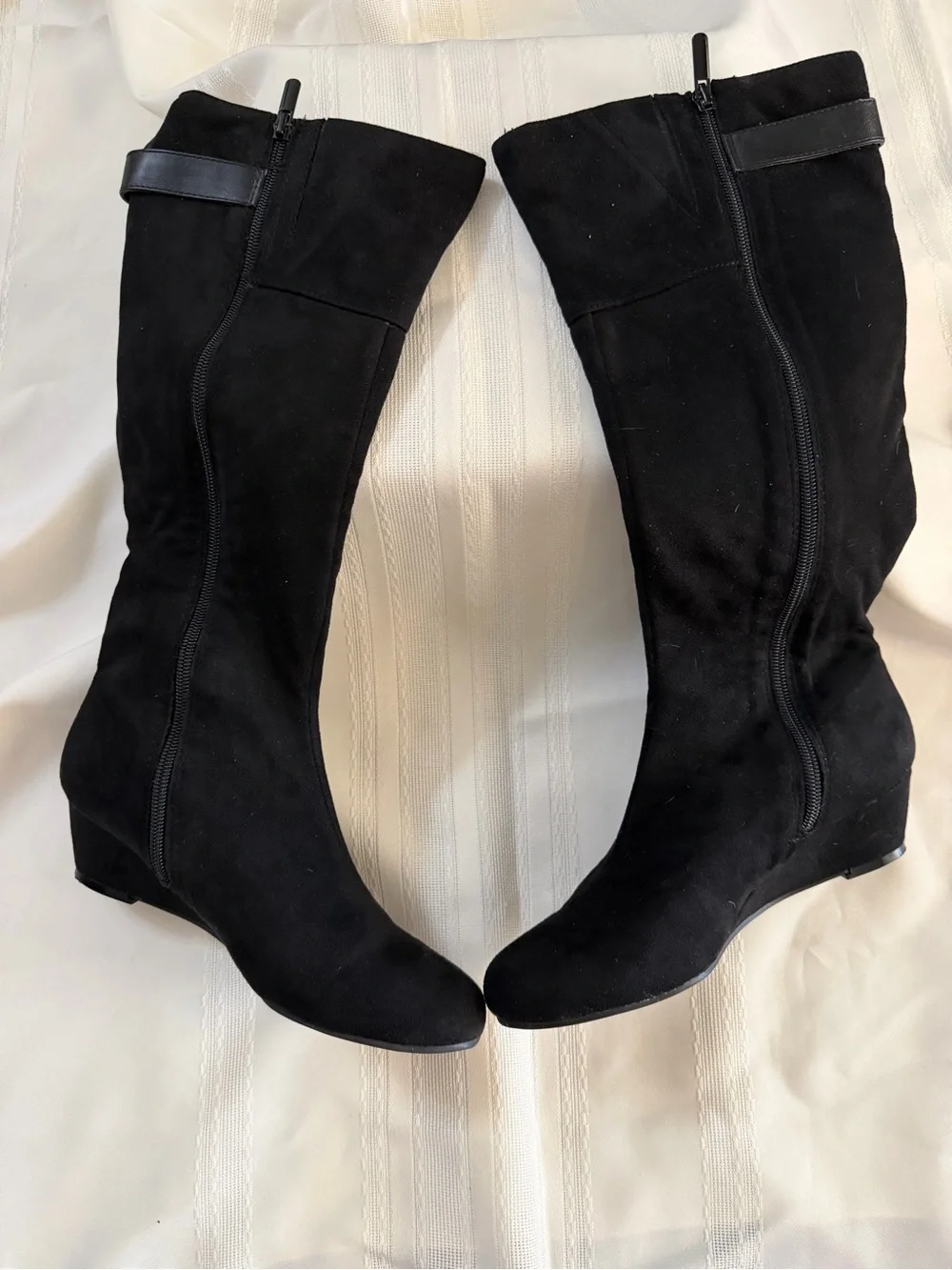 Impo Black Over-the-Knee Wedge Boots with Buckle Detail
